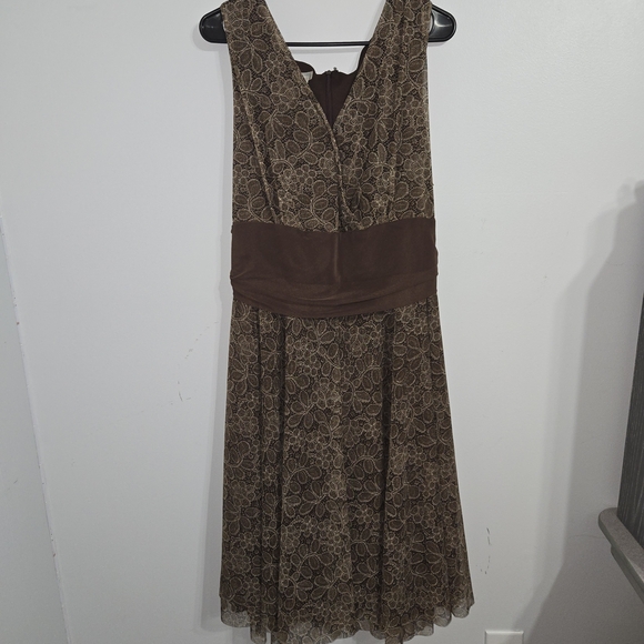 M#24 London Times Brown Lace Midi Dress Size 22W - Picture 1 of 7